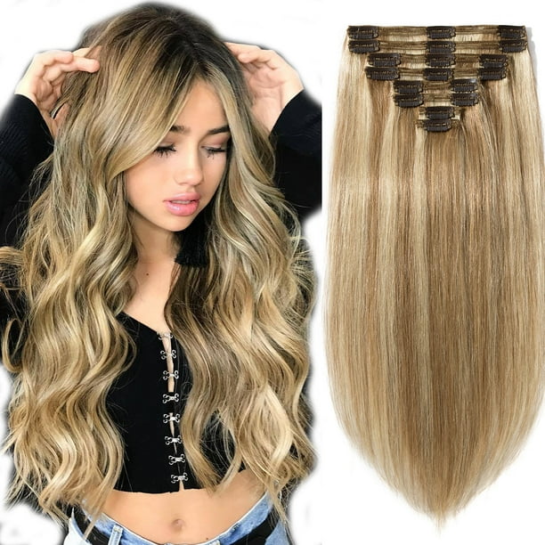 Snoilite Double Weft Clip in Human Hair Extensions High Quality Full