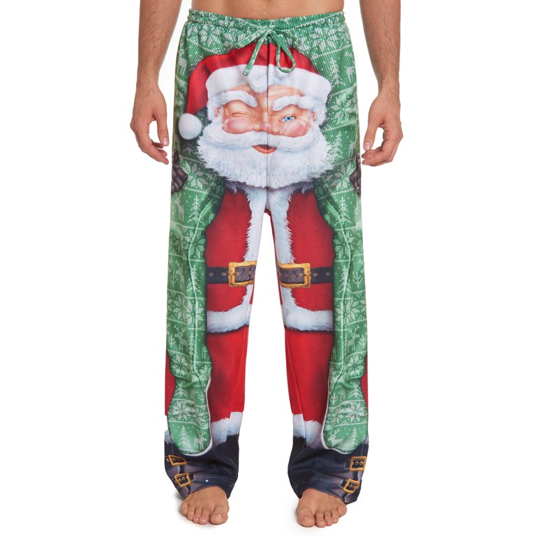 Christmas Santa Claus Mens Fleece Pajama Pants Adult 