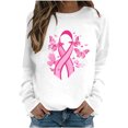 thumbnail image 3 of VKOYWKM Womens Breast Cancer Tops Breast Cancer Awareness T-Shirt Long Sleeve Pink Ribbon Graphic Tee Tops Fall Crew Neck Loose Fit Breast Cancer Pullover Sweashirt, 3 of 5