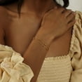thumbnail image 4 of GOSFRY Minimalist Layered Rope Chain Satellite Bracelet 14K Gold Plated Cute Layering Twisted Rope Sphere Boho Bracelet For Women, 4 of 8