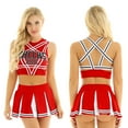 thumbnail image 1 of Aislor Haut Court de Cheerleader pour Femmes avec Mini Jupe Plissée Ensemble Uniforme de Cheerleading Rouge TTG, 1 of 7
