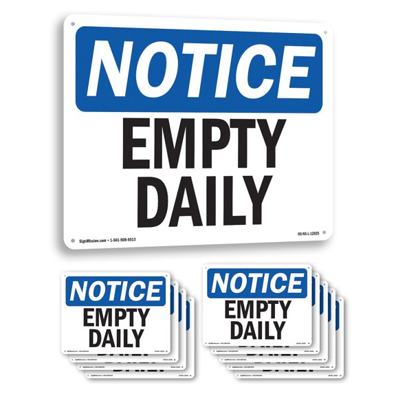 Empty Daily OSHA Notice Aluminum Sign 10 Inch x 7 Inch - 10 Pack