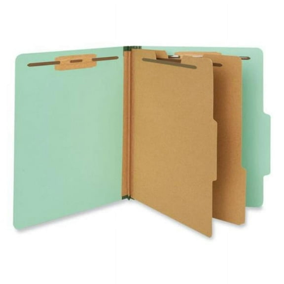 Universal UNV10407 2 Dividers 6 Fasteners Heavy-Duty Pressboard Cover Letter Size Six-Section Classification Folders - Light Green (20/Box)