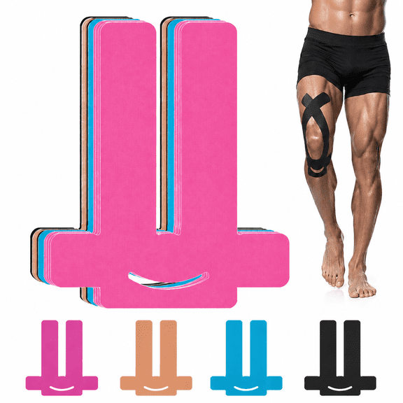 Precut Kinesiology Tape for Knees, 12-Count Cotton Athletic Tape for Sports and Workouts