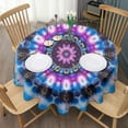thumbnail image 3 of Colorful Tie Dye Mandala Pattern Round Tablecloth 60"x60",Wrinkle Wipeable Table Cloth for Kitchen Dining Room Picnic Patio Party, 3 of 6