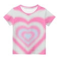 thumbnail image 5 of Quealent Girls Tie T Shirts Toddler Hearted Print Short Sleeve Round Neck Tops Summer Casual Fashion Streetwear T-Shirts (Pink, 10-11 Years), 5 of 5