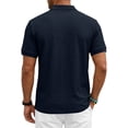 thumbnail image 3 of Waffle Texture Polo Shirts for Men Short Sleeve Button Placket Chest Pocket Casual Summer Golf Tee Lightweight Breathable Fit Navy 5XL, 3 of 6