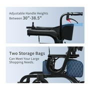 Sinceborn 4 in 1 Intelligent Electric Rollator Walker with Seat, Lightweight Foldable Wheelchair Walker Combo,Detachable Footrests, 10 Wheels Electric Wheechair for Adults,High Style