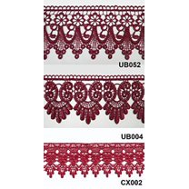Altotux 3" Burgundy Maroon Dark Red Embroidered Floral Scalloped Venice Lace Trim Victorian Guipure Sewing Supplies By Yard