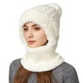 thumbnail image 4 of Beanie Hat with Scarf Skull Hats Winter Scarf Set Face Cover&Neck Gaiter Ski Snow Hats Knitted Ski Hat Windproof Scarf Hat Beanie Hat for Women Hooded Scarf Warm Knitted Beanie White, 4 of 5