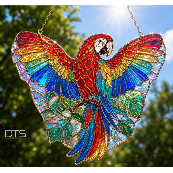 Macaw Suncatcher Acrylic Window Hanging Gift for Bird Lovers and Sunlit Rooms