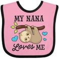 thumbnail image 3 of Inktastic My Nana Loves Me with Sloth and Hearts Boys or Girls Baby Bib, 3 of 4