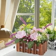 thumbnail image 6 of Flower Arrangement with Wooden Vase 7"Artificial Flowers in Pot - Fake Flowers Roses Peonies Hydrangeas in Wooden Vase Potted Artificial Flower Centerpieces for Table Decor Living Room, 6 of 6