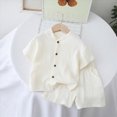 thumbnail image 2 of Infant Baby Boy Summer Clothes Set Solid Cotton Muslin Button-Down Shirt and Shorts Set 2Pcs Baby Boys Cotton Summer Clothes Size 12M-5Y, 2 of 4