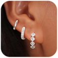 thumbnail image 1 of Chenchen Gold Hoop Earrings Set for Women Trendy, 14K Gold Plated Chunky Hypoallergenic Small Diamond Cartilage Hoops Cute Cubic Zirconia Dangle Stud Earrings Jewelry Gifts, 1 of 1