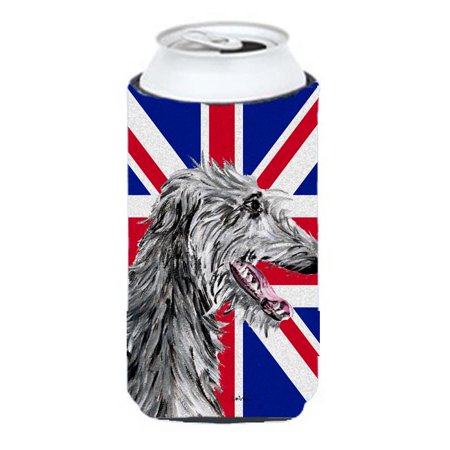 

Scottish Deerhound With English Union Jack British Flag Tall Boy bottle sleeve Hugger - 22 To 24 Oz.