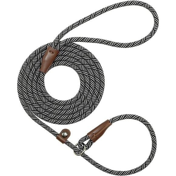 shiyou-7FT Slip Lead Control Dog Leash, 1/4 Inch Diameter Nylon Rope Training Lead for Small Medium Dog No Pull Black