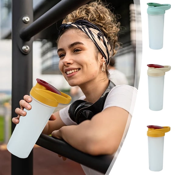 Protein Shaker Bottle 800ml | Sports Water Cup With Mixing Scale | Leakproof Flip Lid | Built-In Stirrer | Portable One-Hand Grip | Green Beige Yellow | Easy-Clean Large Mouth | Gym Fitness Running