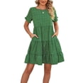 thumbnail image 1 of Kmbangi Robes d'Été Mini pour Femmes Manches Courtes Décontractées Imprimé Floral Robe à Volants Robe Ample, 1 of 7