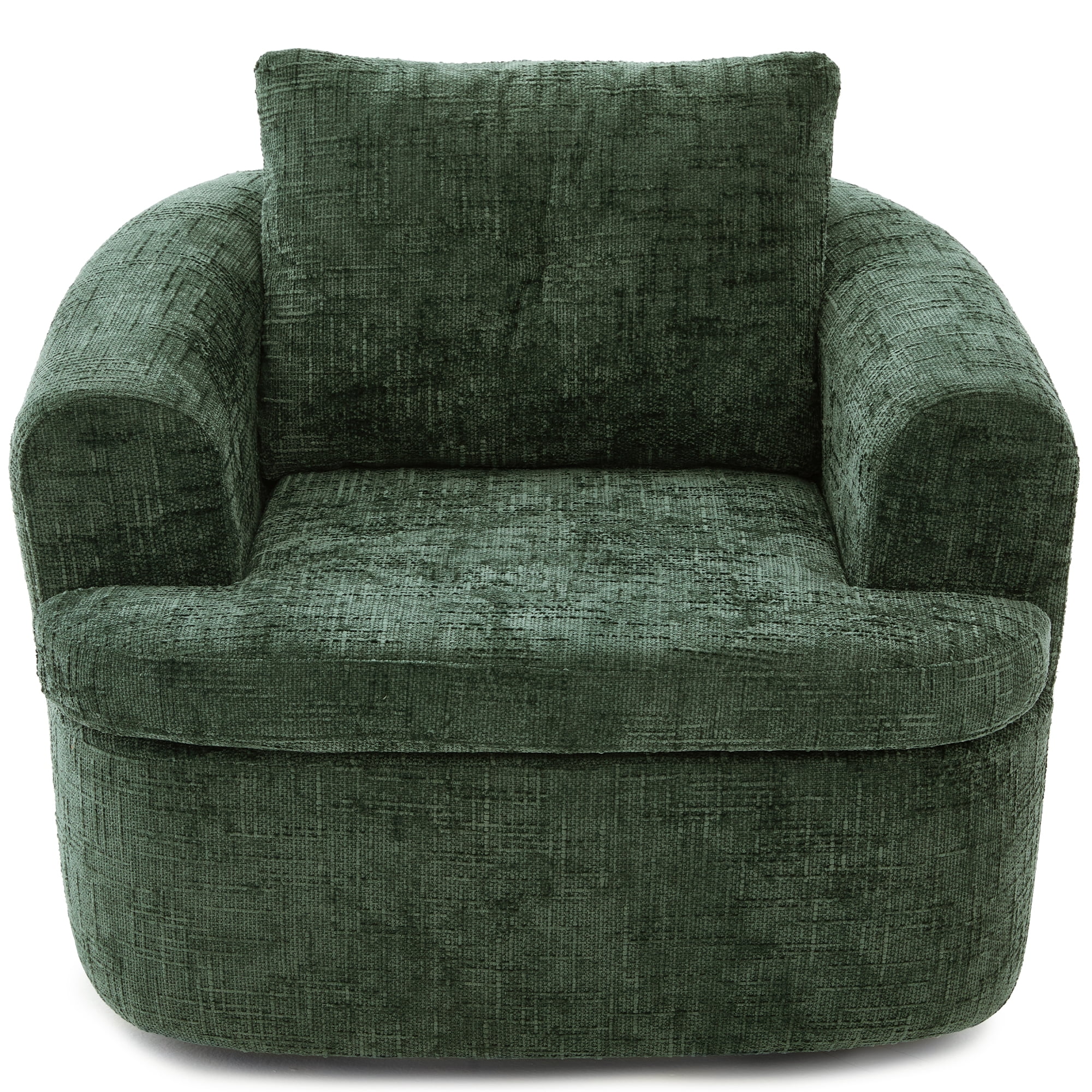 Euroco 360° Swivel Sofa Chair Accent Barrel Chair 36.6" Swivel Round Chair with Dual-layer Cushion Design for Living Room, Bedroom, Office and Hotel, Green