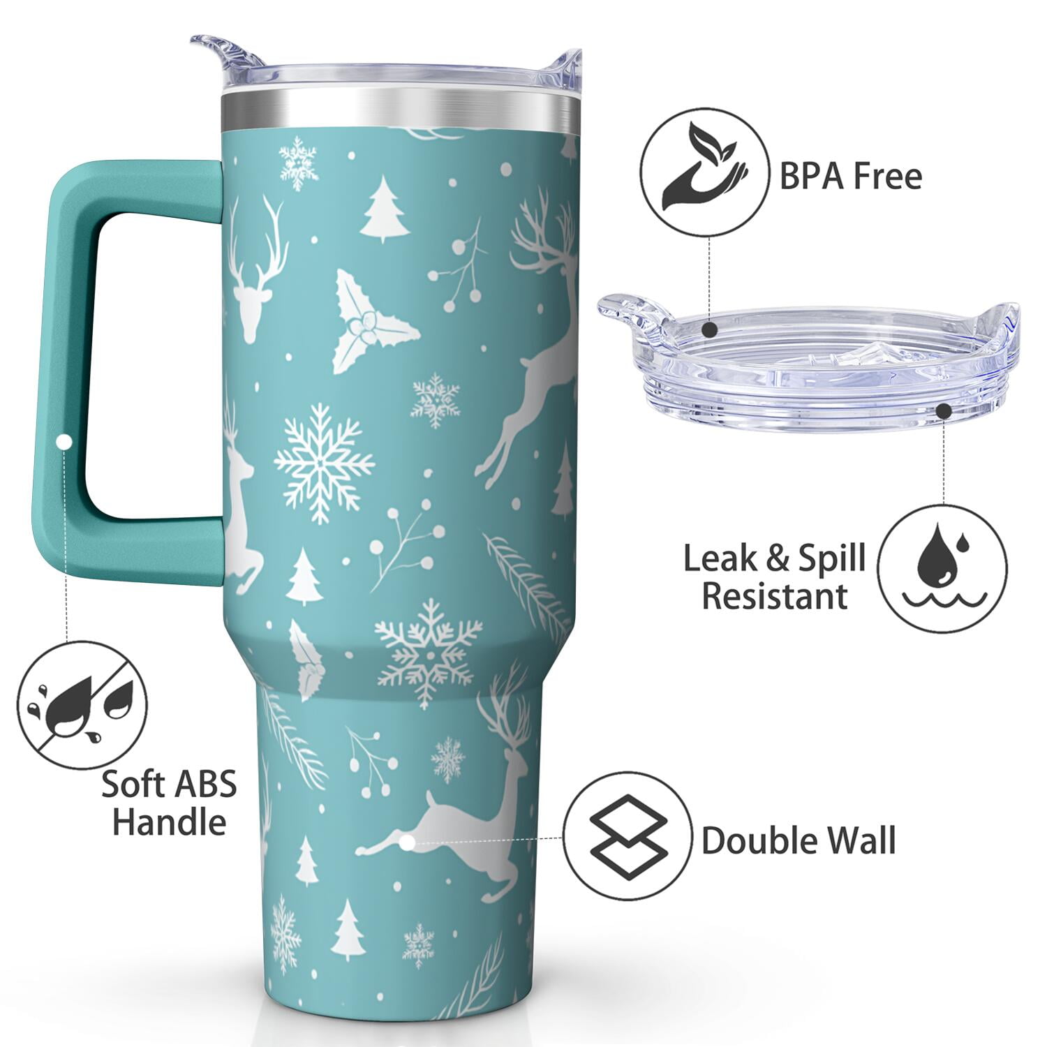 1pc 40 oz Christmas Tumbler with Lid and Straw Stainless steel Insulated tumblers Cute water bottle Travel/Gym coffee tumbler Gifts for Women/men