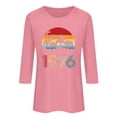 thumbnail image 2 of Uootdi Hauts pour Femmes Manches 3/4 Col Rond Imprimé Palmier Coucher de Soleil 1976 Coupe Décontractée Rétro Plage Vacances T-Shirts Cadeau, 2 of 4