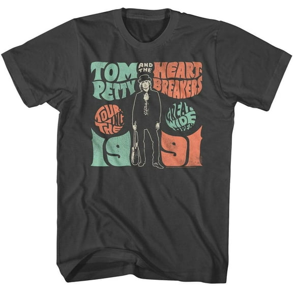 Tom Petty Great Wide Open Tour 1991 Men's T Shirt (Charcoal, AdultS)