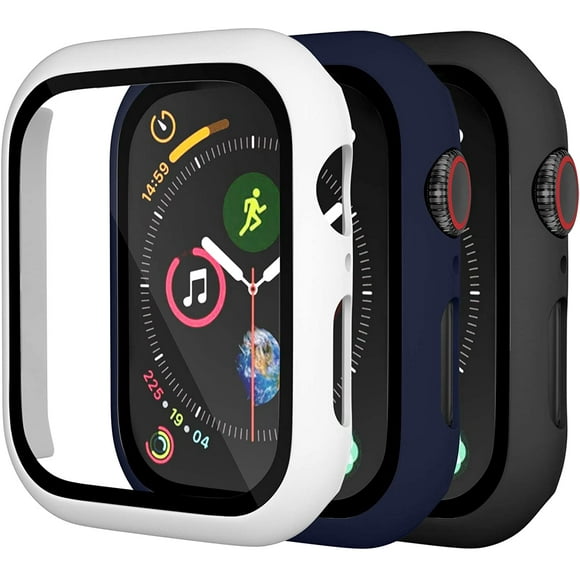 [3 Pack] Charlam Case Compatible for Apple Watch 44mm SE Series iWatch 6 5 4 Built-in Screen Protector, All-Around