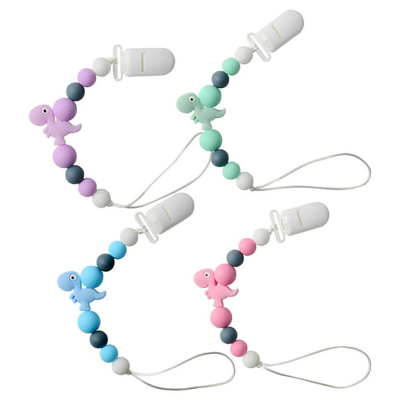 XIRQI 4Pcs Pacifier Clip,Anti-Drop Chain Design Pacifier Holder,Multi-Purpose Compatibility Binky Clips