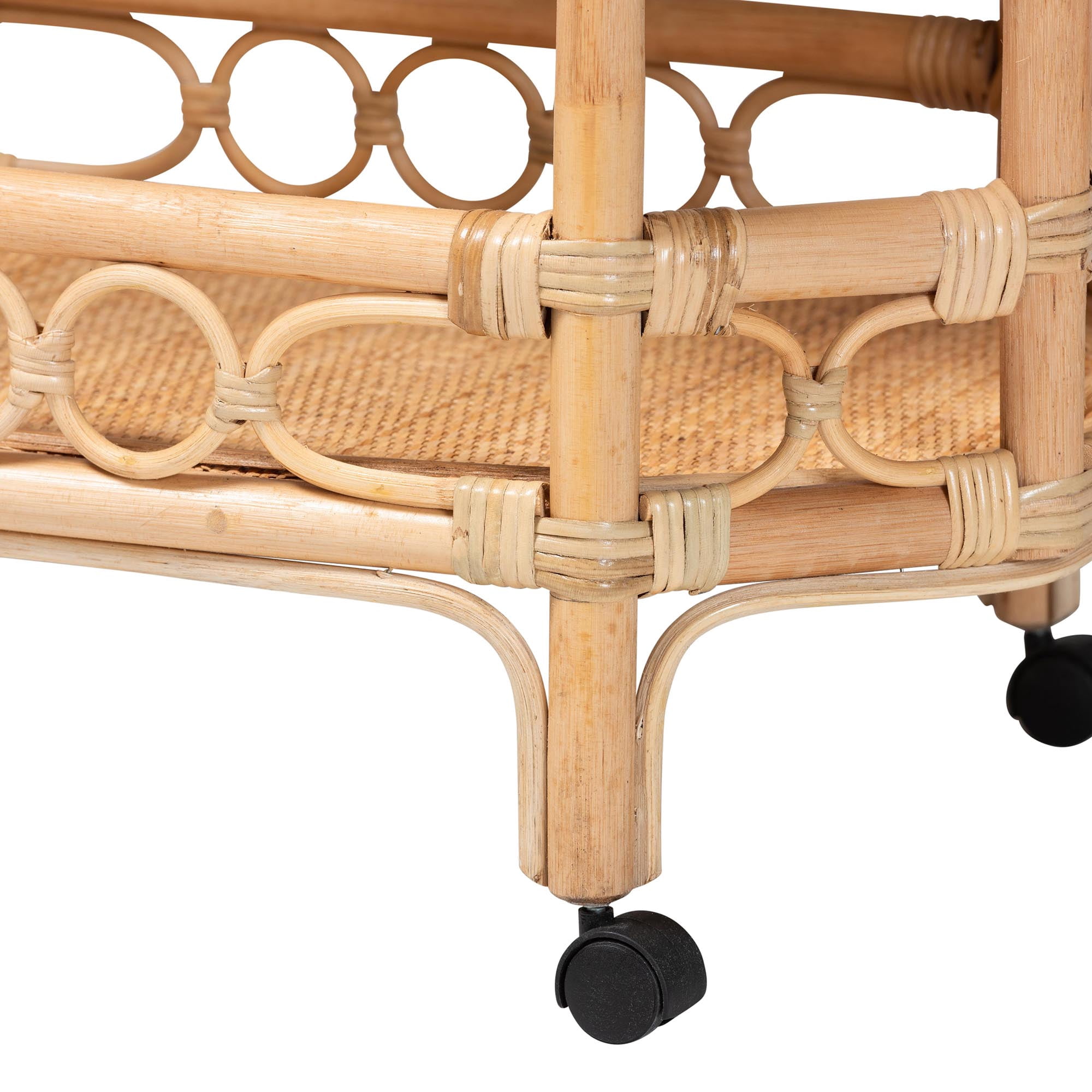 bali & pari Rene Boho Kitchen Cart, 2-Tier, Natural Rattan