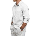 thumbnail image 3 of Clossjun Mens Long Sleeve Button Down Shirts Casual Collared Untucked Shirt Pocket Summer Lightweight T Shirts, 3 of 6
