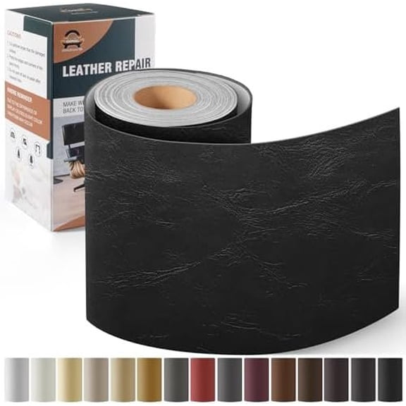 Leather Repair Kit for Furniture 4"x 63" Leather Tape Repair Patch Self Adhesive Sofa Vinyl Repair Patch Kit for Seat,Couch,Boat Seat,Chair - Classic Black