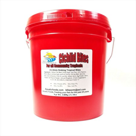 Sinking Cichlid Bites, Great for Cichlids, Discus, Shrimp & all Tropicals…1400g Bucket