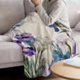 thumbnail image 3 of Blue Purple Flowers Blanket Soft Cozy Warm Throw Blanket for Couch, Plush Fuzzy Flannel Fleece Blankets for Sofa, Spring Seasonal Botanical Florals Bed Blankets Lightweight Gifts for Women, 30"x40", 3 of 9