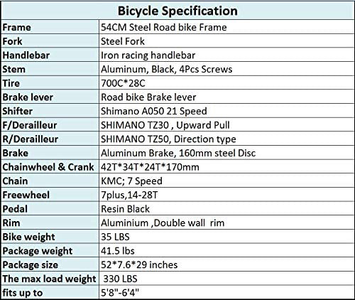 Eurobike Road Bike 700C Wheels 21 Speed Disc Brake Bicycle 54cm/Medium Frame Size