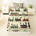 thumbnail image 3 of Castle Fairy Vintage Train Set Twin Sheet Sets 3pcs for Boys, Retro Carriage Art Bedding for Bedroom, Red Teal, 3 of 6