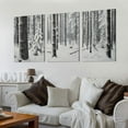 thumbnail image 2 of ONETECH  Canvas Wall Art Winter Snow Covered Birch Trees on The Hillside Nature Forest Modern Art Traditional Scenic Dramatic Black and White for Living Room, Bedroom, Office - 12''x16''X3 Panels, 2 of 4