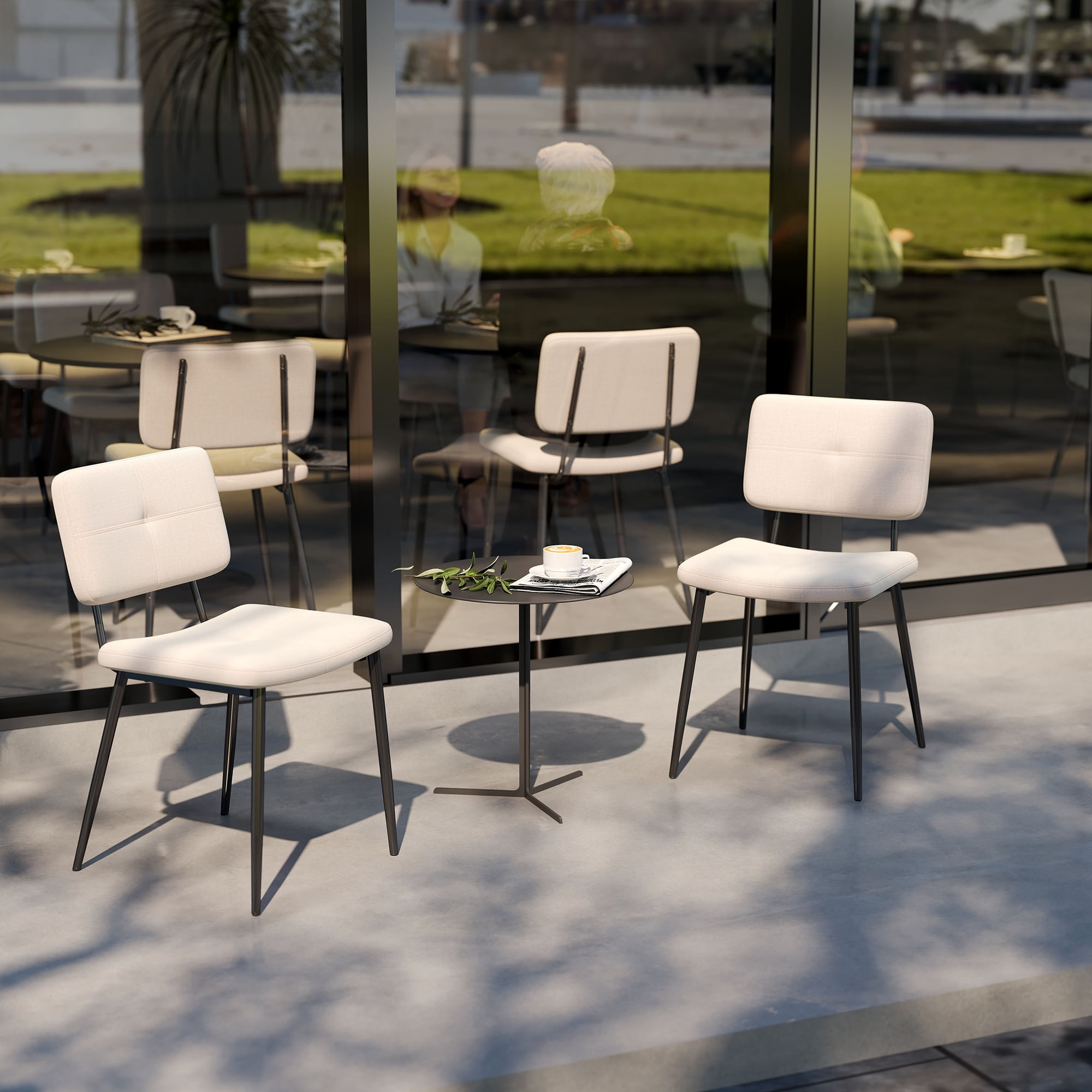 Homy Casa Set of 4 Upholstered Reception Chairs, Fabric Guest Chairs for Office, Salon, Clinic, Beige