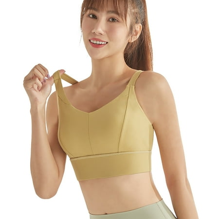 Fjuchai Womens Plus Size Bra Female Shockproof Sports Bra Solid Color Tank Underwear S-XXXL
