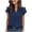 Dark Blue, variant on hoksml Women's Lightweight Ruffled V-Neck Blouse with Flutter Sleeves, Pleated Detail, Short Sleeve Casual Summer Work Top