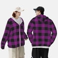 thumbnail image 5 of Picia Purple Black Plaid Women's Men's UPF 50+ Sun Protection Hoodie Shirt Long Sleeve SPF Fishing Outdoor UV Hiking Lightweight Shirts-3X-Large, 5 of 9
