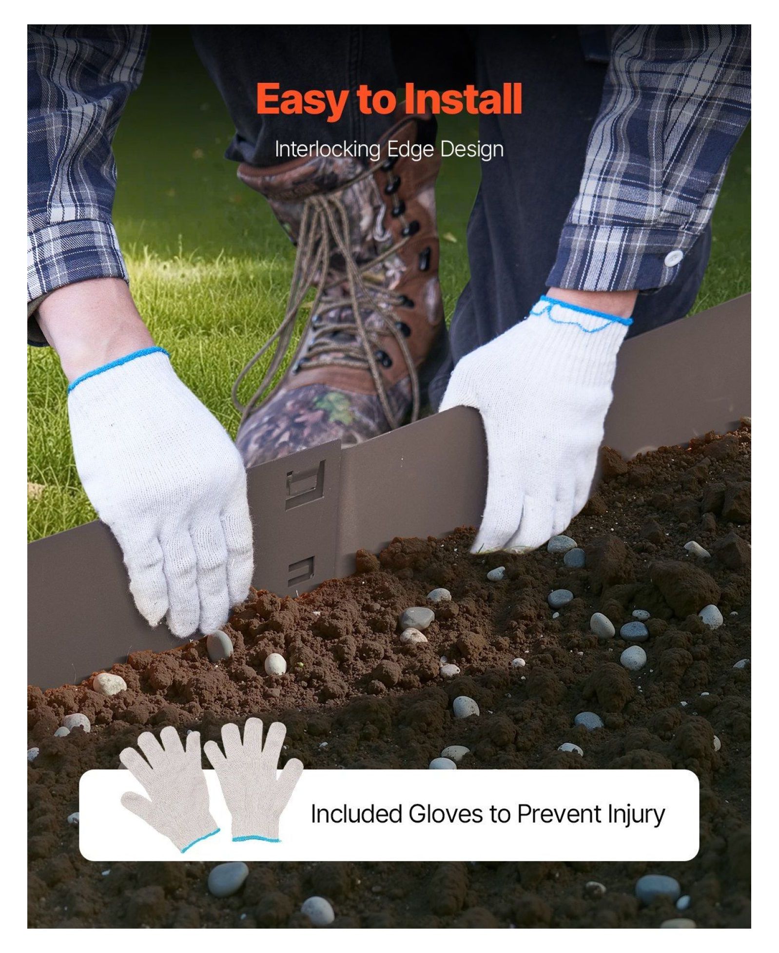 Steel Landscape Edging 5 Pack - 39 x 5in Rustproof Garden Border, Brown Metal Lawn Edging for Flower Beds, Durable Yard Edging