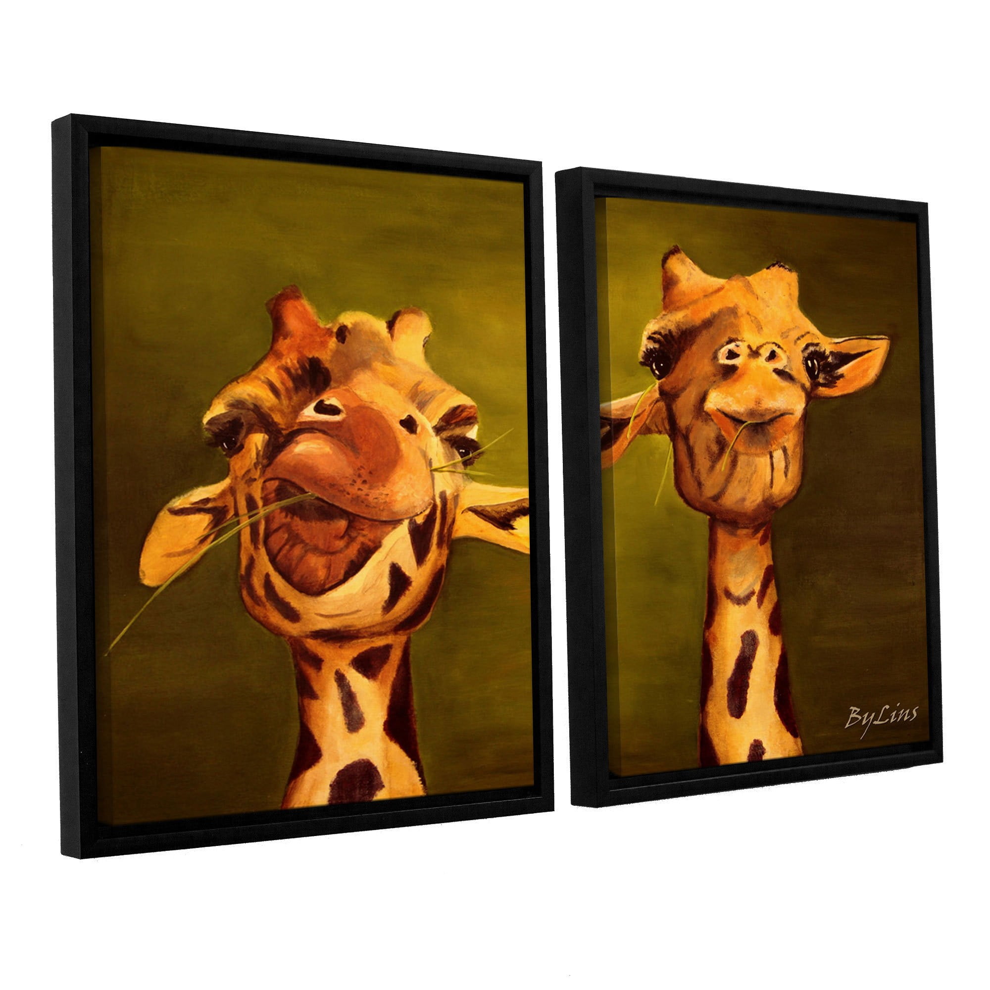 ArtWall Lindsey Janich "Giraffe Buddies" 2-Piece Floater Framed Canvas Set