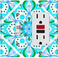 thumbnail image 1 of Metal Light Switch Plate Cover Neon Green Teal Flower Mandala Tile Pattern MDL034, 1 of 13
