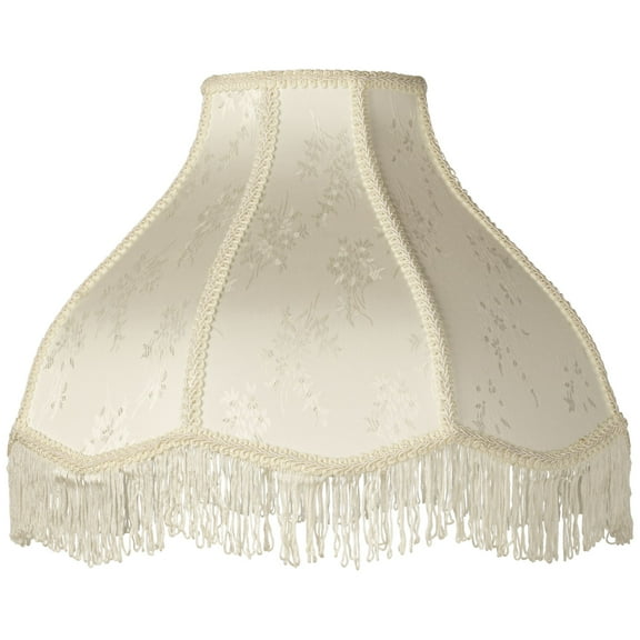 Springcrest 6" Top x 17" Bottom x 11" High x 12" Slant Lamp Shade Replacement Large Cream Dome Floral Scalloped Spider Harp Finial