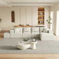 thumbnail image 2 of Modern Upholstered Sectional Boneless Couch Set,Modular 132" L Shaped Sectional Living Room Sofa Set With 6 Pillows,Free Combination Sofa Couch for Living Room,Bedroom,Beige, 2 of 25