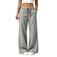 thumbnail image 2 of Cagogo Women's Wide Leg Drawstring Trousers Flowy Casual Loose Pants with Pockets Solid Long Palazzo Trousers Travel Work Lounge Outfits Fall Clothes, Gray M, 2 of 7