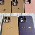 thumbnail image 4 of Funda de piel de cordero de lujo con revestimiento para iPhone 16, 15, 14, 13, 12, 11 Pro Max, personalizada, con iniciales y nombre, 16, 15 Pro, 4 of 5