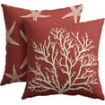 thumbnail image 3 of Summer Red Starfish Pillow Covers 20x20 Inch Set of 2 Beach Sea Coral Throw Pillowcase Cotton Linen Square Decorative Nautical Coastal Themed Cushion Cover for Sofa Bedroom Indoor Outdoor Party, 3 of 6