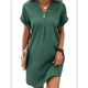 thumbnail image 1 of Camisa de Verano para Mujer, de Algodón y , con Cuello en V, Informal, de Corta, Holgada, Color Verde, Talla XL, 1 of 5